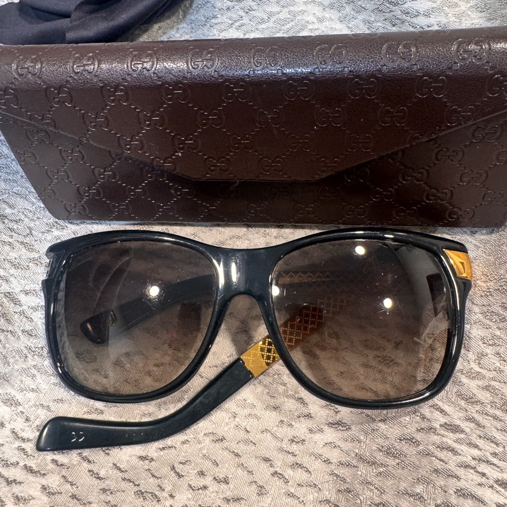 Gucci Black Sunglasses with Gold Details